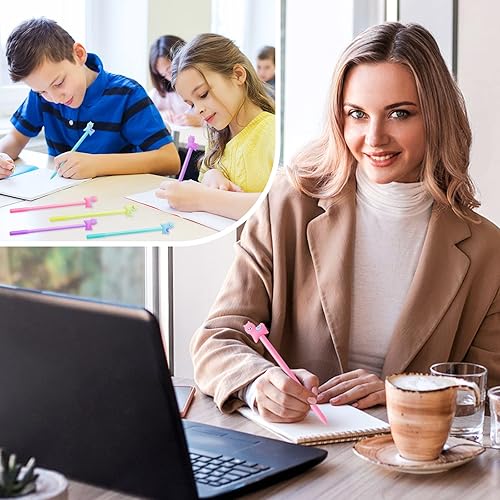 Miniatura 2 de cobee Bolígrafos de tinta de gel con diseño de animales, 8 bolígrafos de 0.015 in de dibujos animados de alpaca rollerball coloridos Kawaii de punta