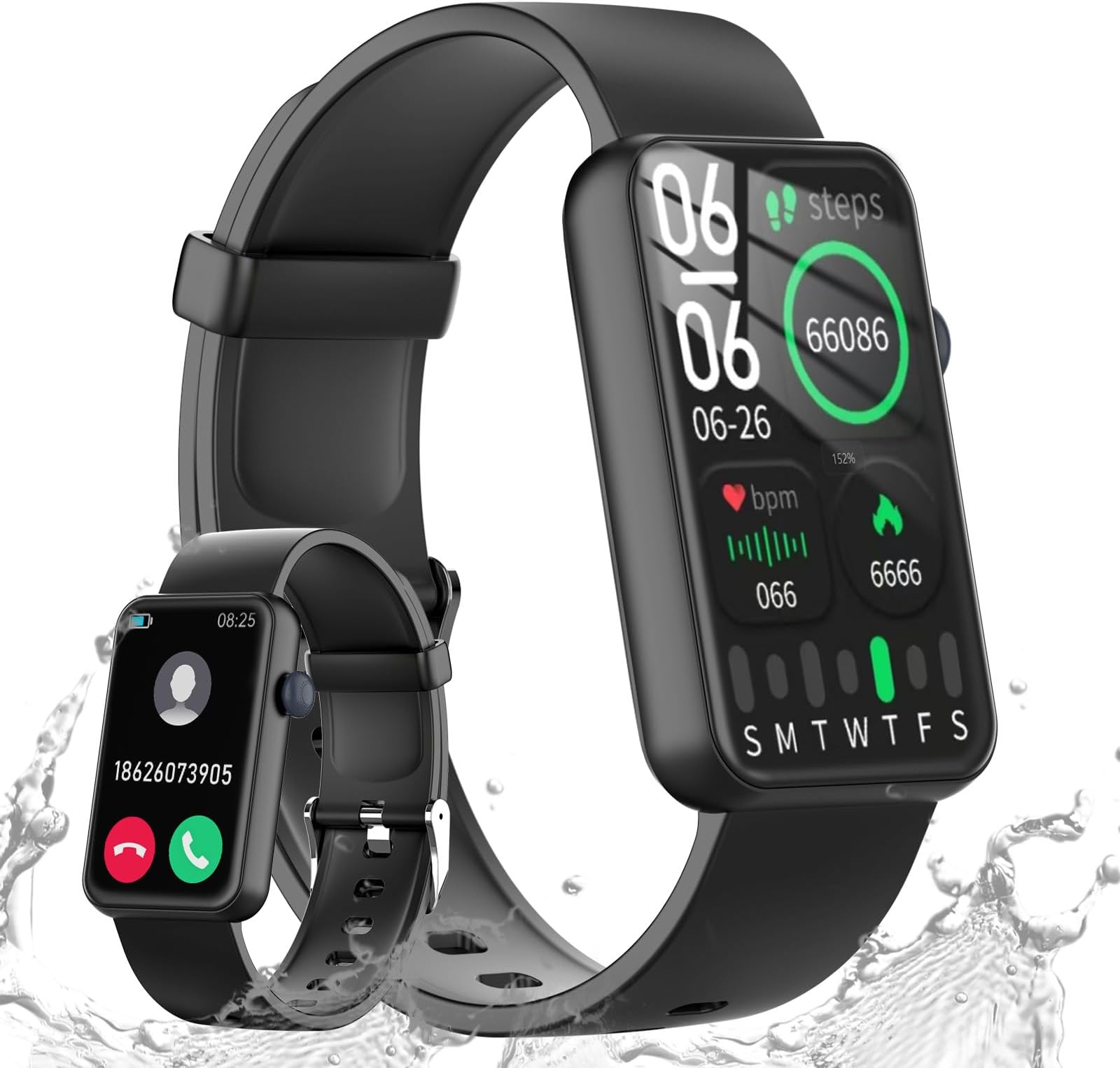 Waterproof Fitness Tracker Watch With Heart Rate Monitor - Orange main image 0