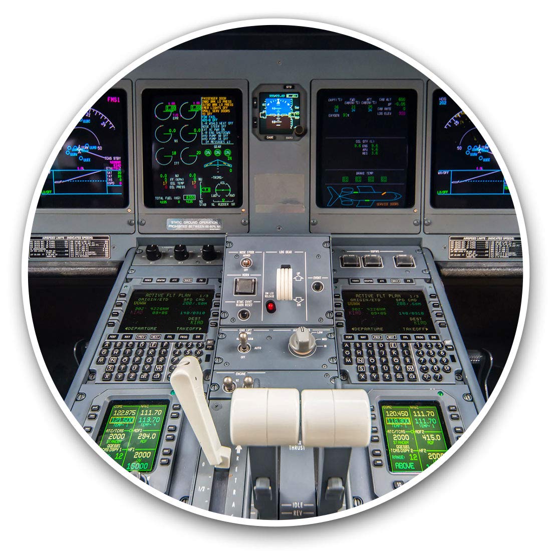 Destination Vinyl Ltd Airplane Cockpit Aircraft Pilot 15658 Vinyl Stickers (Set Of 2) 7.5Cm - Airplane Cockpit Aircraft Pilot #15658