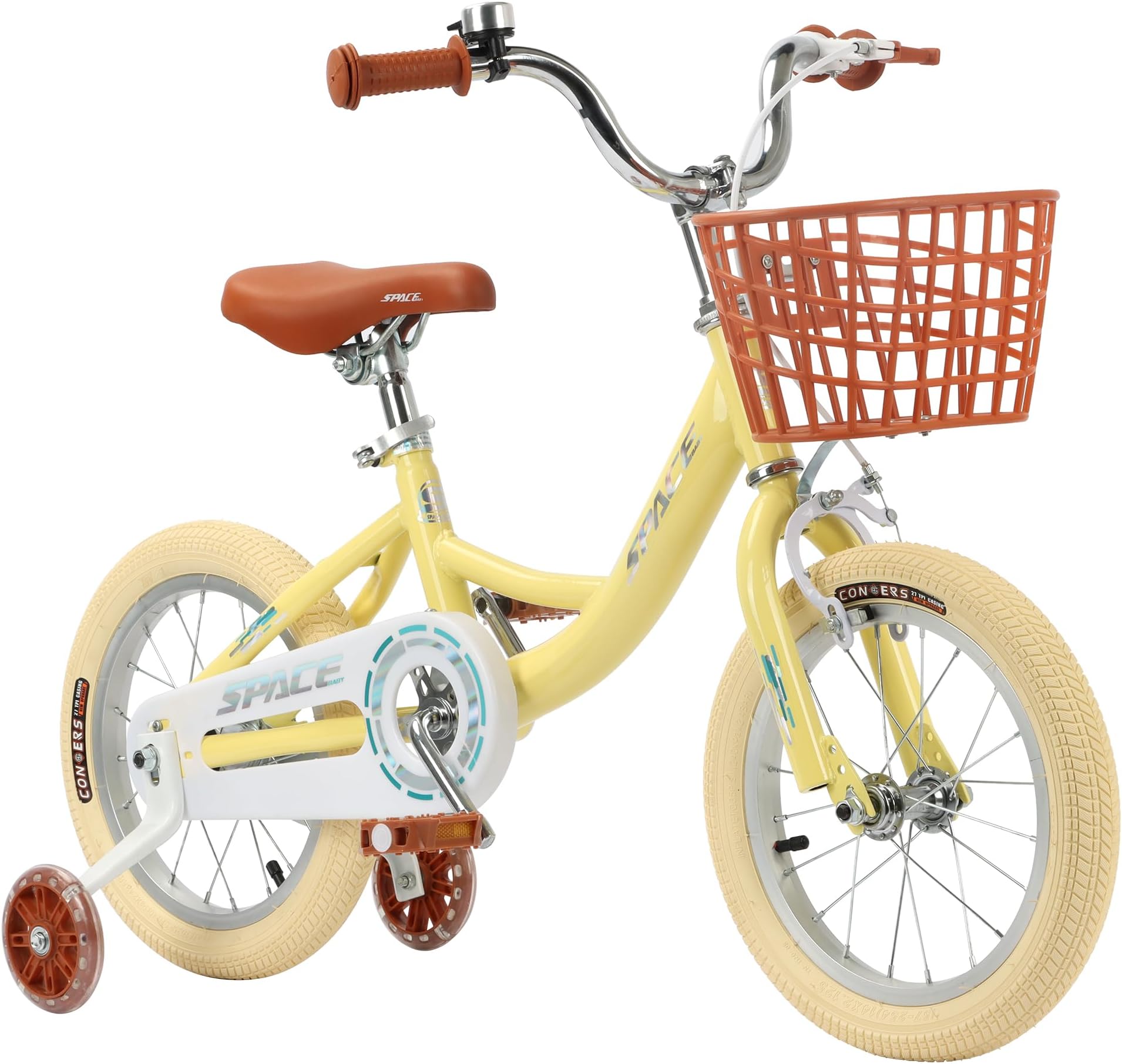 spacebaby Kids Bike for Boys Girls Ages 2-7 Years Old, 12 14 16 Inch Bike with Training Wheels & Basket, bicicletas para niños 3-6