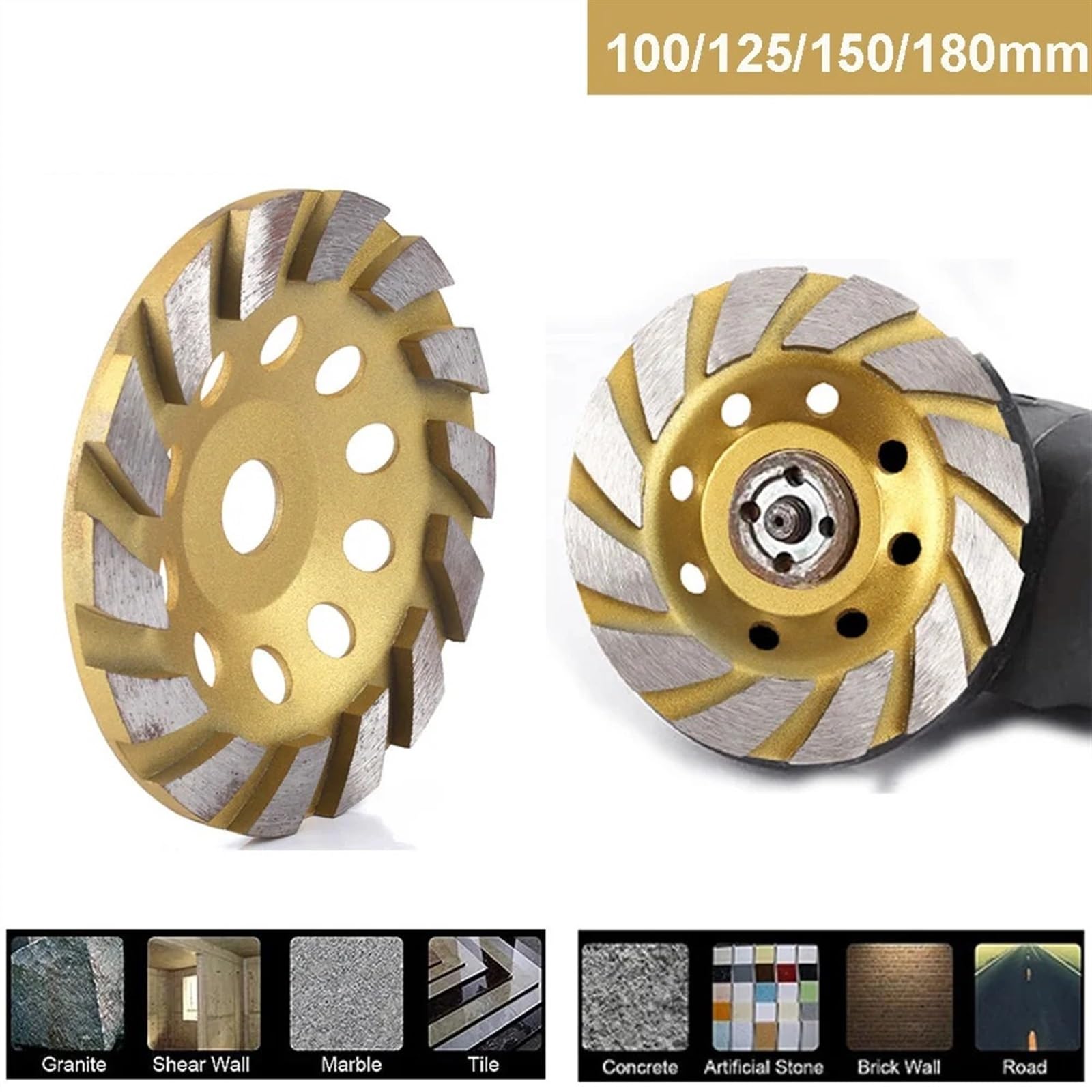 100/125/150/180mm Segment szlifierka diamentowa tarcza szlifierska do szlifierki kątowej ceramiczna kamień beton koło tnące 1 sztuka (150x22mm)