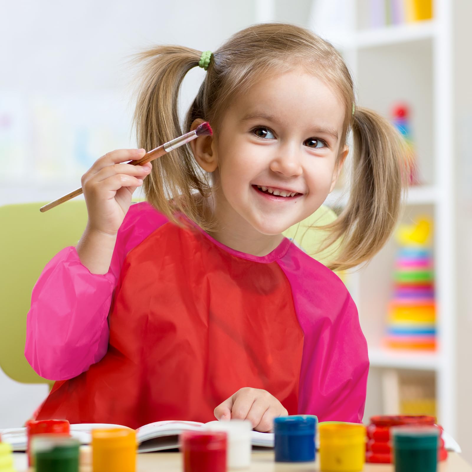 Grembiule da pittura per bambini, impermeabile, con 3 tasche, per bambini dai 3 ai 7 anni