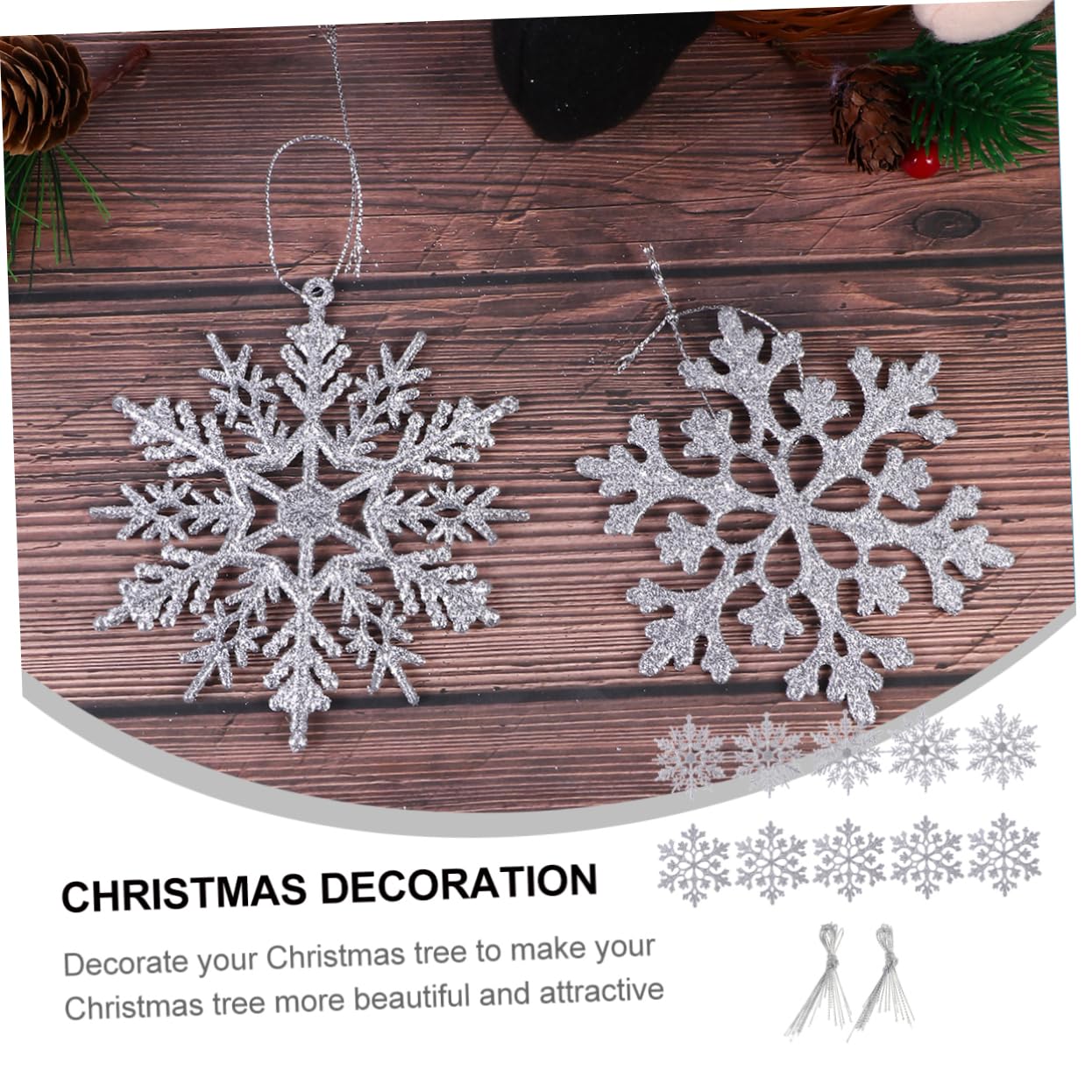 PRETYZOOM 3 Juegos de Elegantes Colgantes para Árbol de Navidad con Lentejuelas Y de Nieve Plateados Unidades X 3