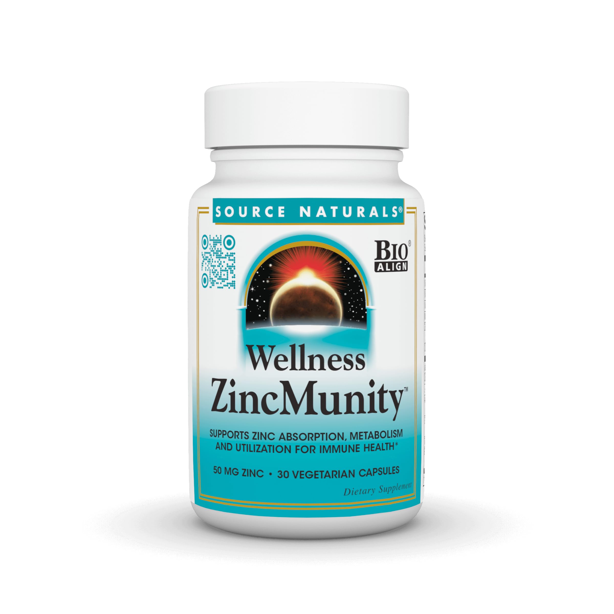 Source Naturals Wellness ZincMunity, Supports Zinc Absorption, Metabolism and Utilization for Immune Health*, 50 mg Zinc - 30 Vegetarian Capsules