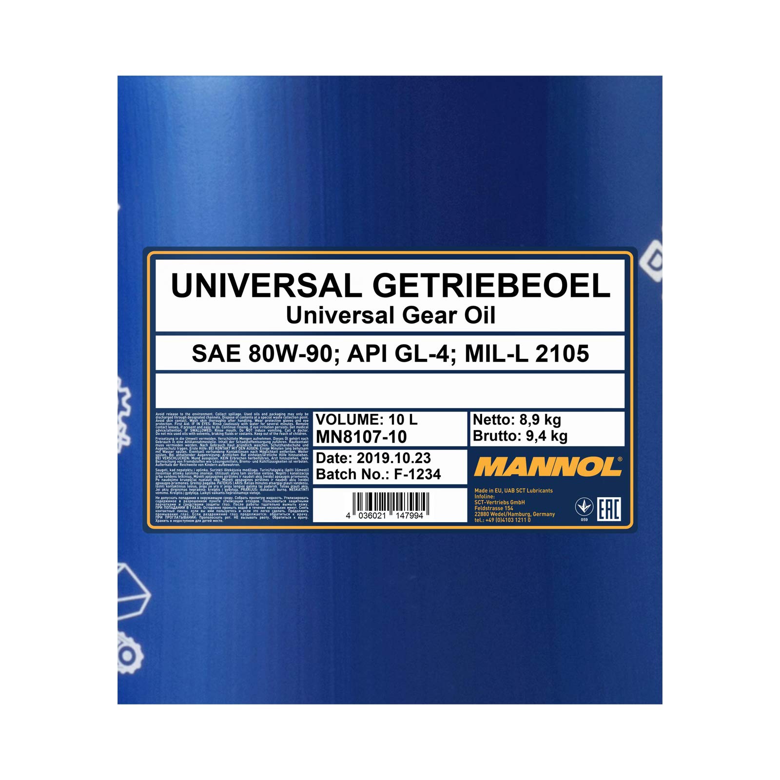 MANNOL Universal Getriebeoel 80W-90 API GL 4 Schaltgetriebeöl + Öl Auslaufschlauch