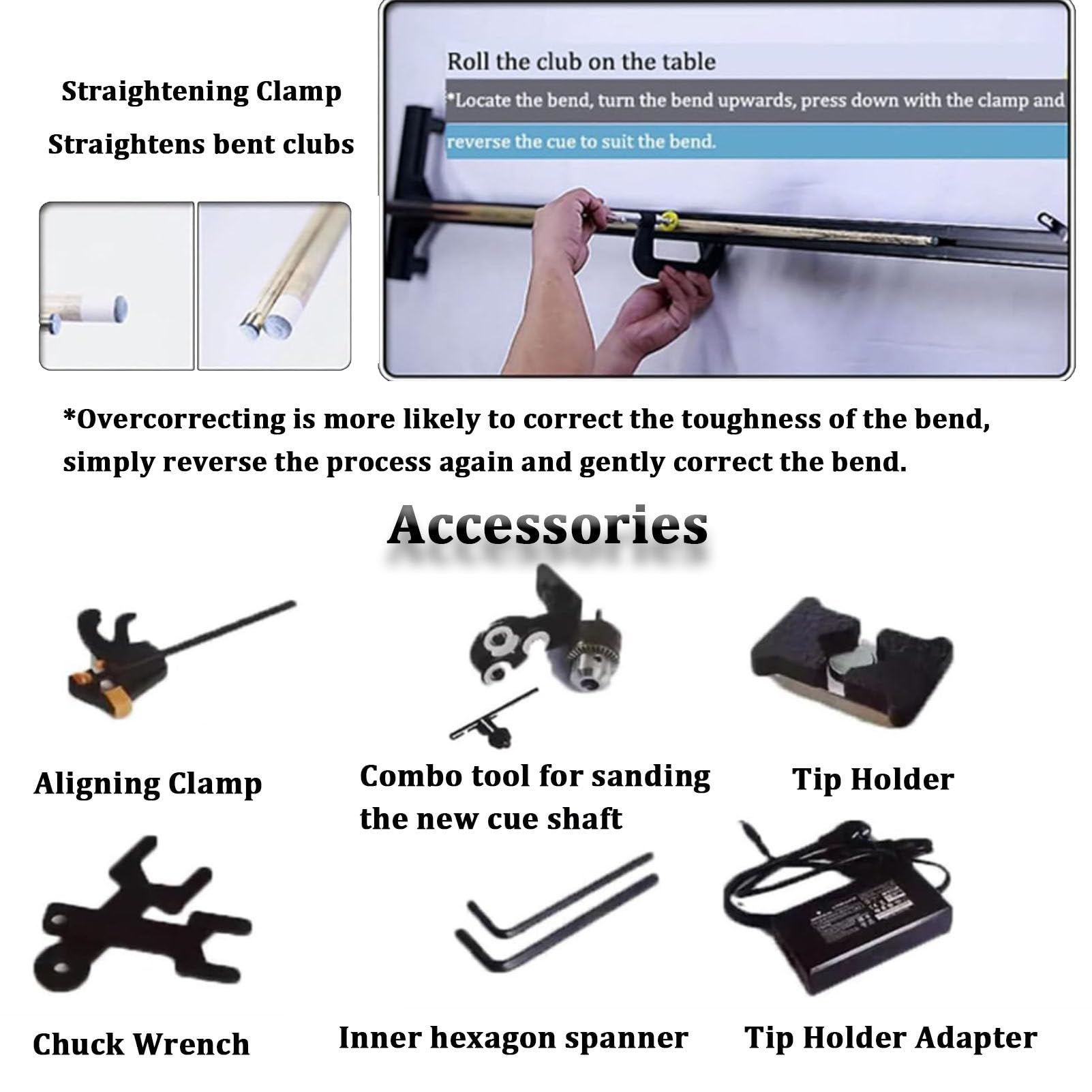 7 in 1 Pool Queue Drehmaschine Billard Queue Reparatur Tool Kit Multifunktions Snooker Queue Tip Repair