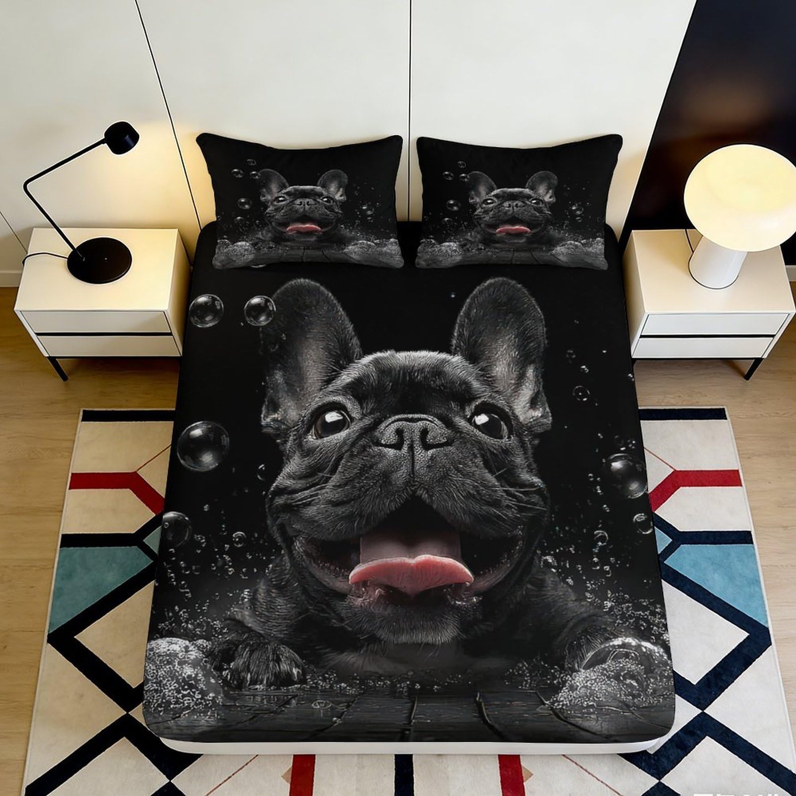 3D Printed Snow House Fitted Sheet Microfiber Non-Slip Deep Pocket Winter Scene Mattress Fitted Cover Full Wrap Washable Home 160x200x25cm