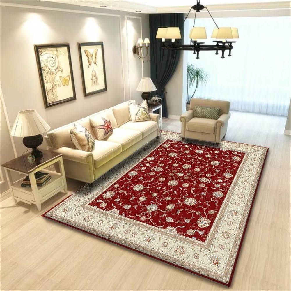 Tapis lavable rectangulaire rouge foncé 100x200cm pour tapis intérieur de maison