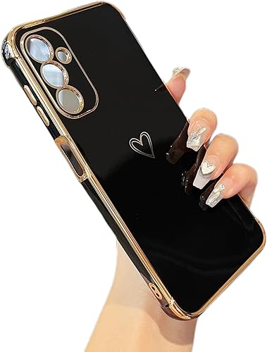 Miniatura 1 de ZTOFERA Funda para Samsung Galaxy A14 5G, bonito borde chapado con diseño de corazones de amor con protección de lente de cámara para Galaxy A14 de