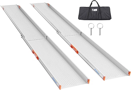 Amazon Ruedamann 長さ244 5cm 幅29 5cm 高さ5 耐荷重400kg アルミスロープ 車椅子用スロープ 台車用スロープ 段差解消 伸縮軽アルミ車椅子スロープ 便利式介護用スロープ バリアフリー通路1対 Ruedamann スロープ