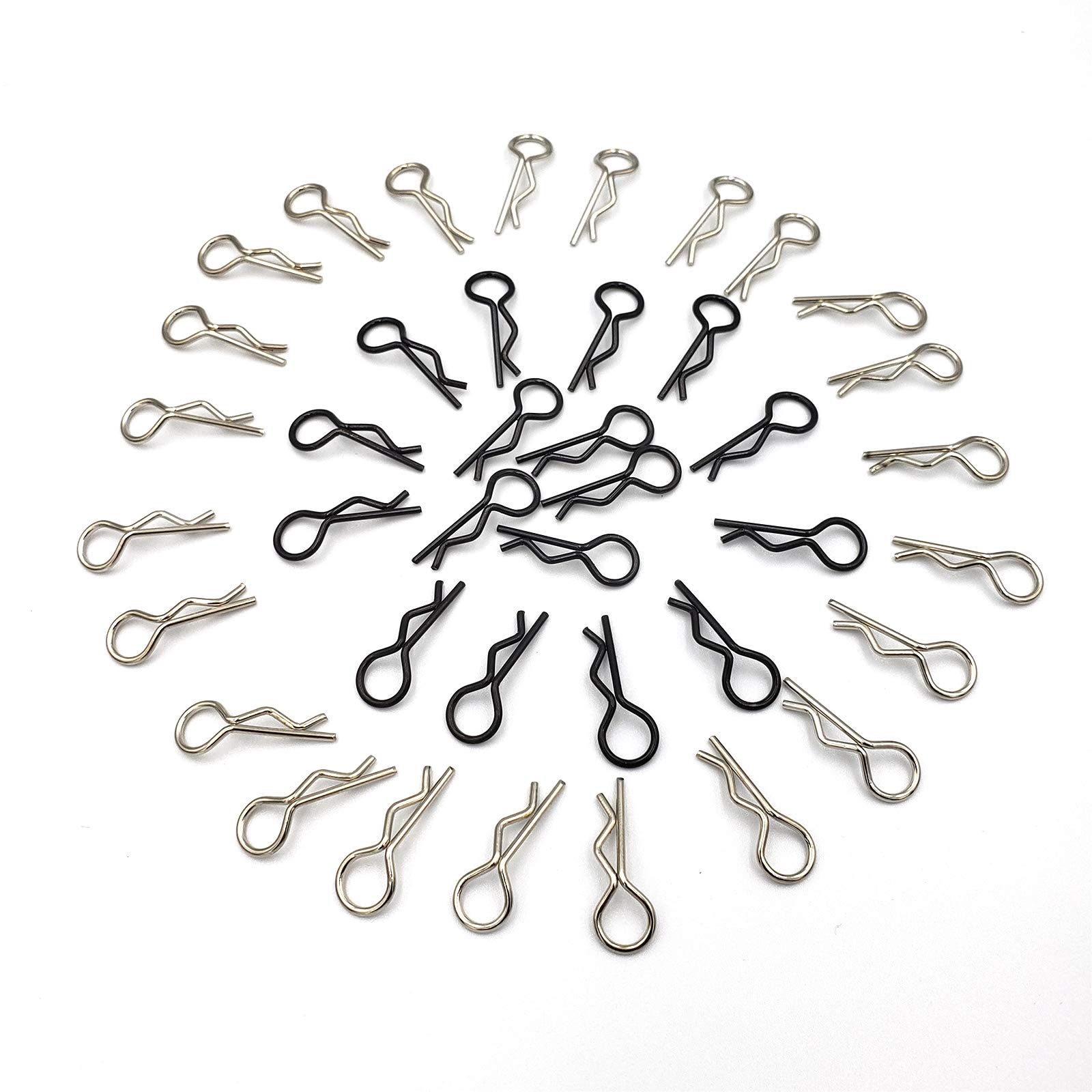 GDOOL60pcs RC Car Shell Body Clip Pins, 1.2mm Universal 1/8th 1/10th 1/12th Scale RC Model Car Truck Buggy Boat Crawler Bend Shell Clips for Redcat HSP Traxxas HPI Himoto Hosim RC Vehicle