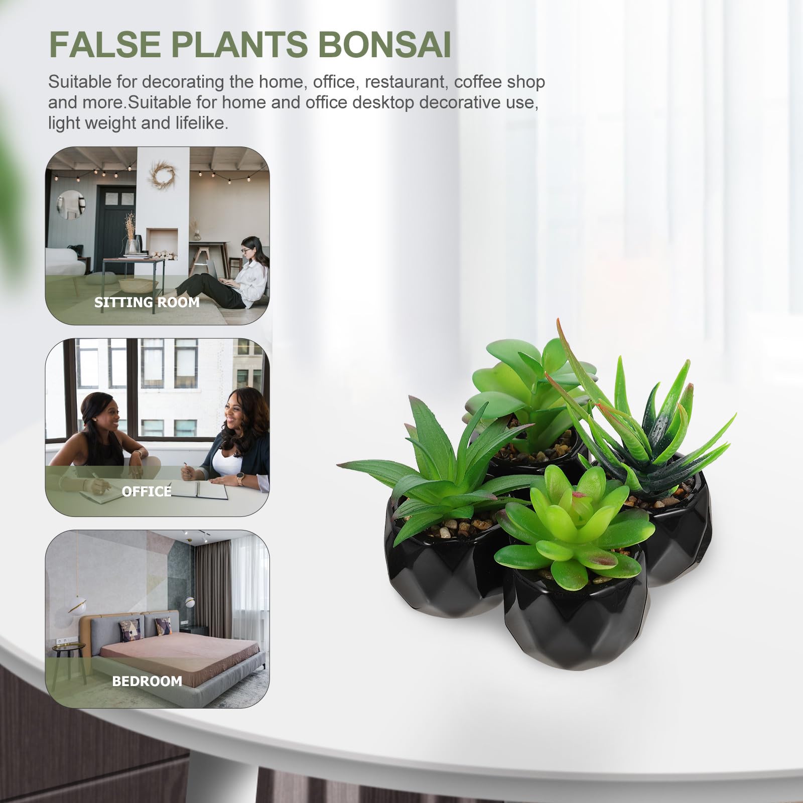 Angoily 4pièces Plantes Succulentes Artificielles avec Pots Céramiques Déco Intérieure Réaliste pour Bureau Maison Chambre ou Salon