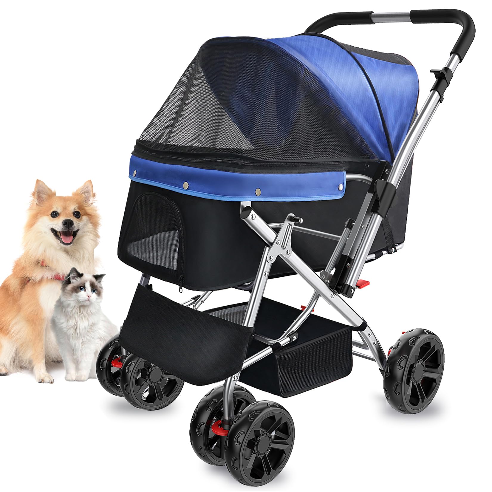 Dog Stroller for Medium/2-3 Small Dogs, 55LBS Capacity Pet Stroller with  Sturdy Steel Frame, Brake and Upgraded Durable Wheels, Large Cat/Dog  Stroller