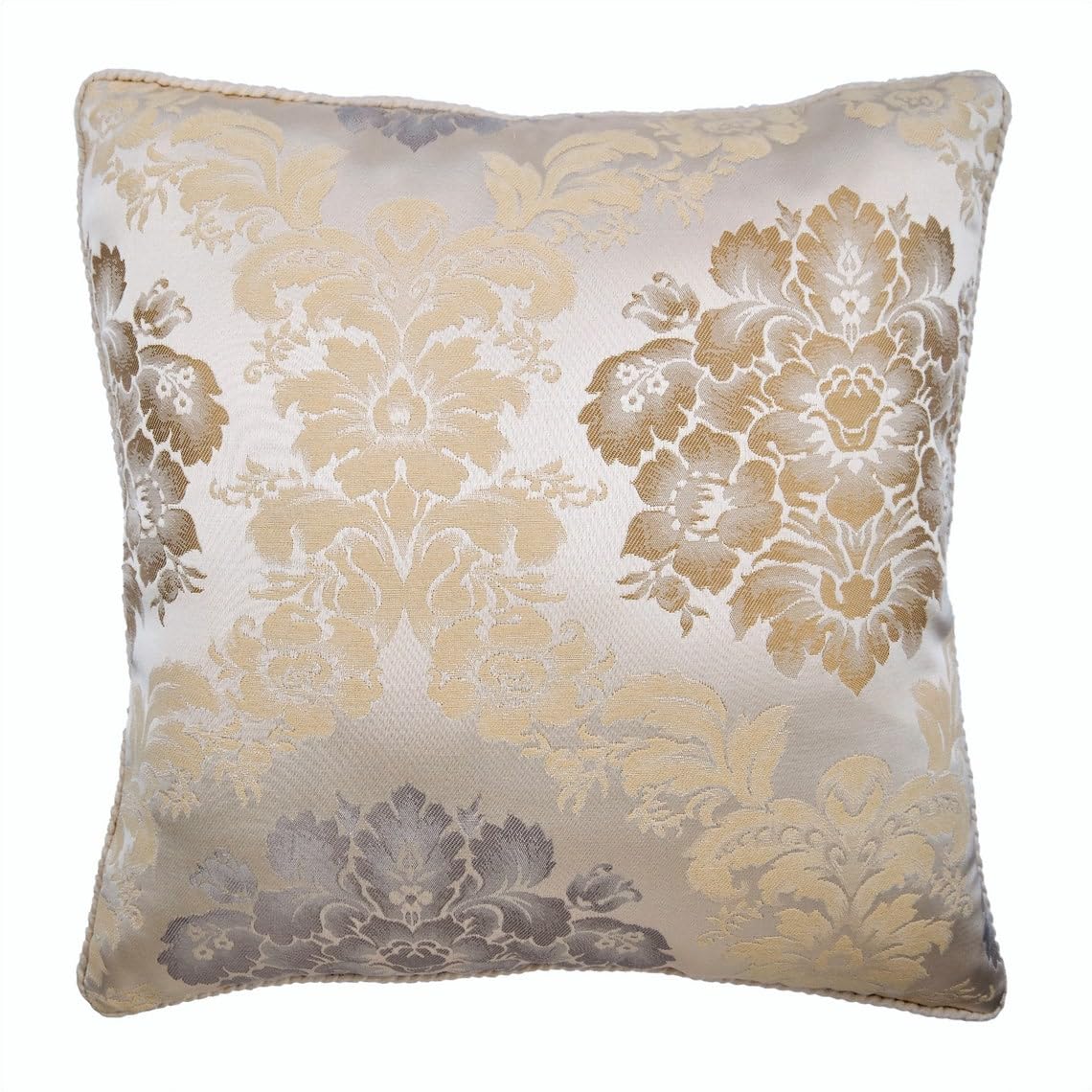 The HomeCentric Decorative Cushion Covers Ivory & Beige Cushion Covers Cushion Covers Silk Jacquard Damask Sofa, Bed Cushions, Beige Cushion Covers Pack of 2, 35x35 cm (14"x14") - Rococo Fantasy โ image 1