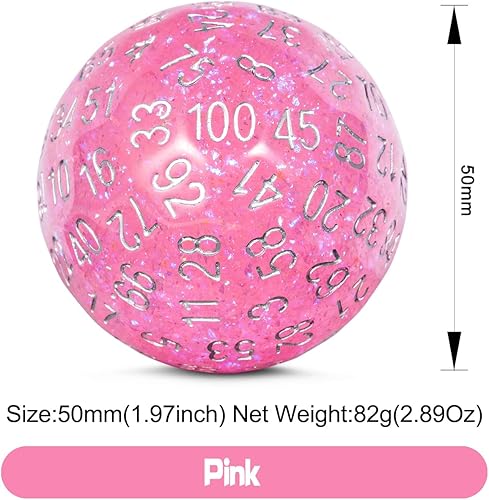 Miniatura 9 de DNDND D100 - Dados morados con purpurina de 100 caras con bolsa translúcida para Calabozos y Dragones (Morado camaleón con número blanco)