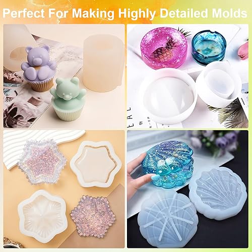 Miniatura 4 de Kit de fabricación de moldes de silicona, silicona líquida súper elástica de 48 onzas para fabricante de moldes, goma de silicona translúcida de