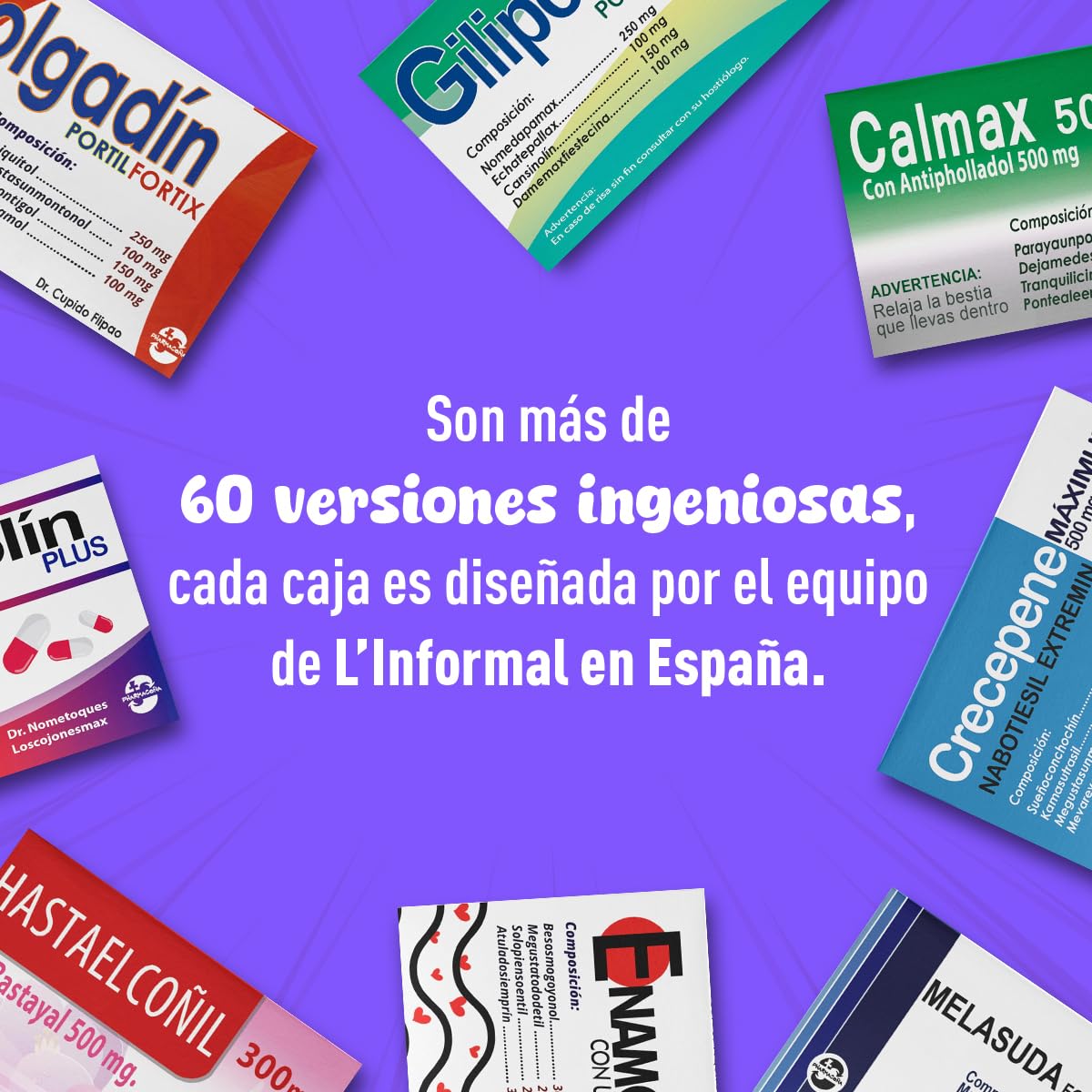LINFORMAL Pack 2 Cajas PHARMACOÑA | ENAMORADOL+ TEQUIEROMONTONOL Regalos Originales San Valentin para Parejas | Detalle con Humor para Hombre o Mujer, enamorados o novios