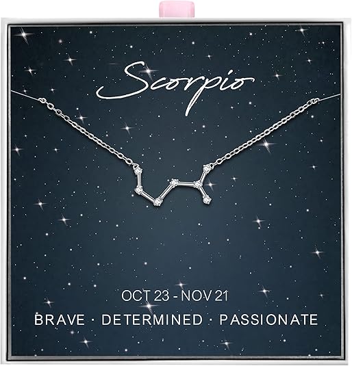 ALoveSoul 925 Sterling Silver Constellation Horoscope Zodiac Necklace, Birthday Gifts for Women
