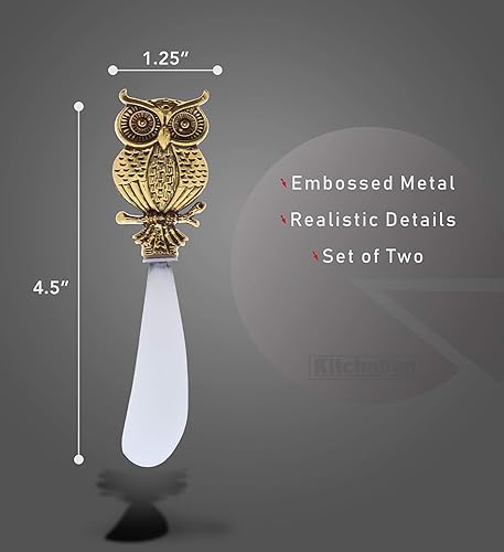 Miniatura 2 de Esparcidor de queso y salsa de acero inoxidable dorado, condimentos y mantequilla para aperitivos, esparcidores de queso de metal, juego de 2 a 4.55