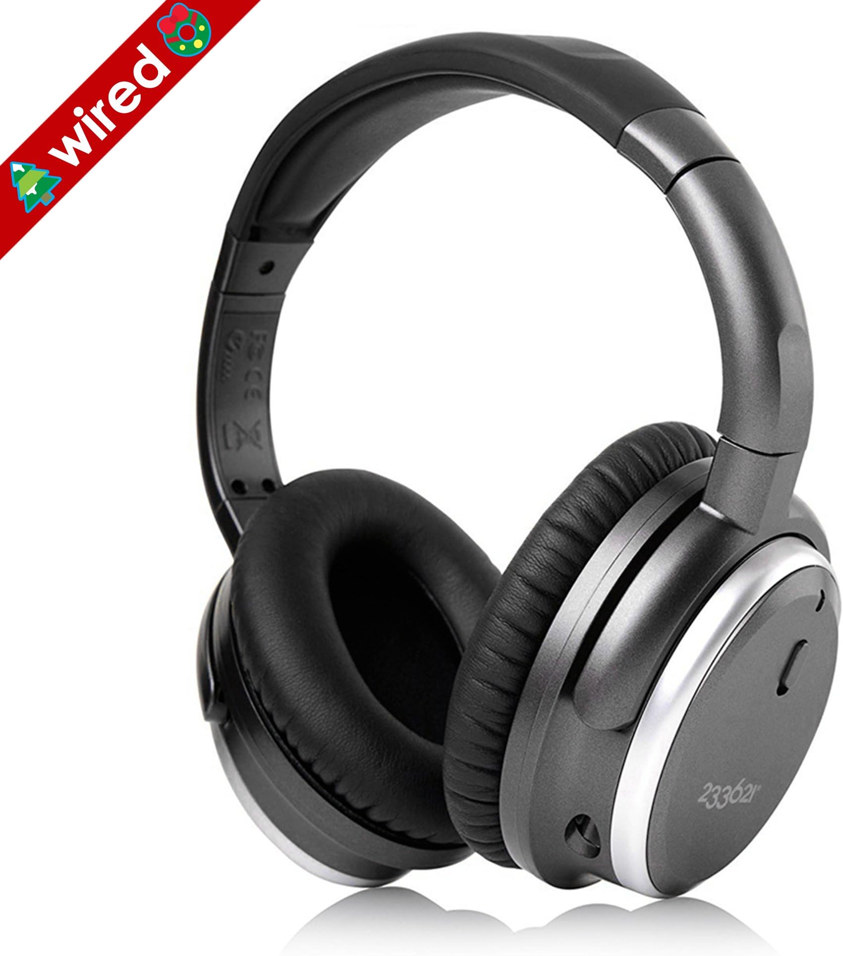 233621 H501 Active Noise Cancelling Headphones with Microphone, Wired Over Ear Headphones Stereo Headsets with Case for Smartphone, Laptop, Tablet, PC (Space Grey/Upgraded)