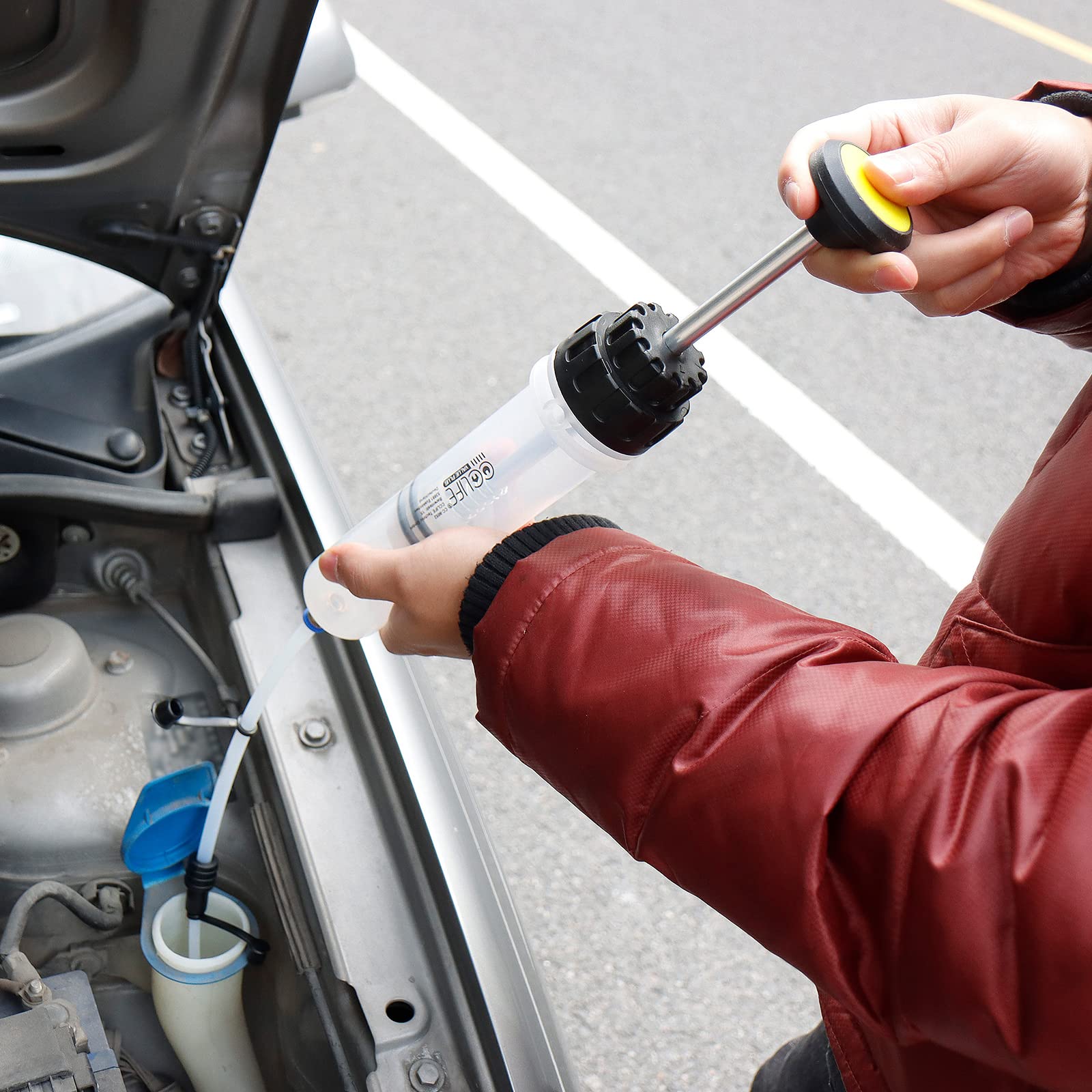CCLIFE Siringa Aspirazione Olio 200cc, Pompa Manuale per Estrazione e Riempimento di Liquidi, Estrattore Olio Motore