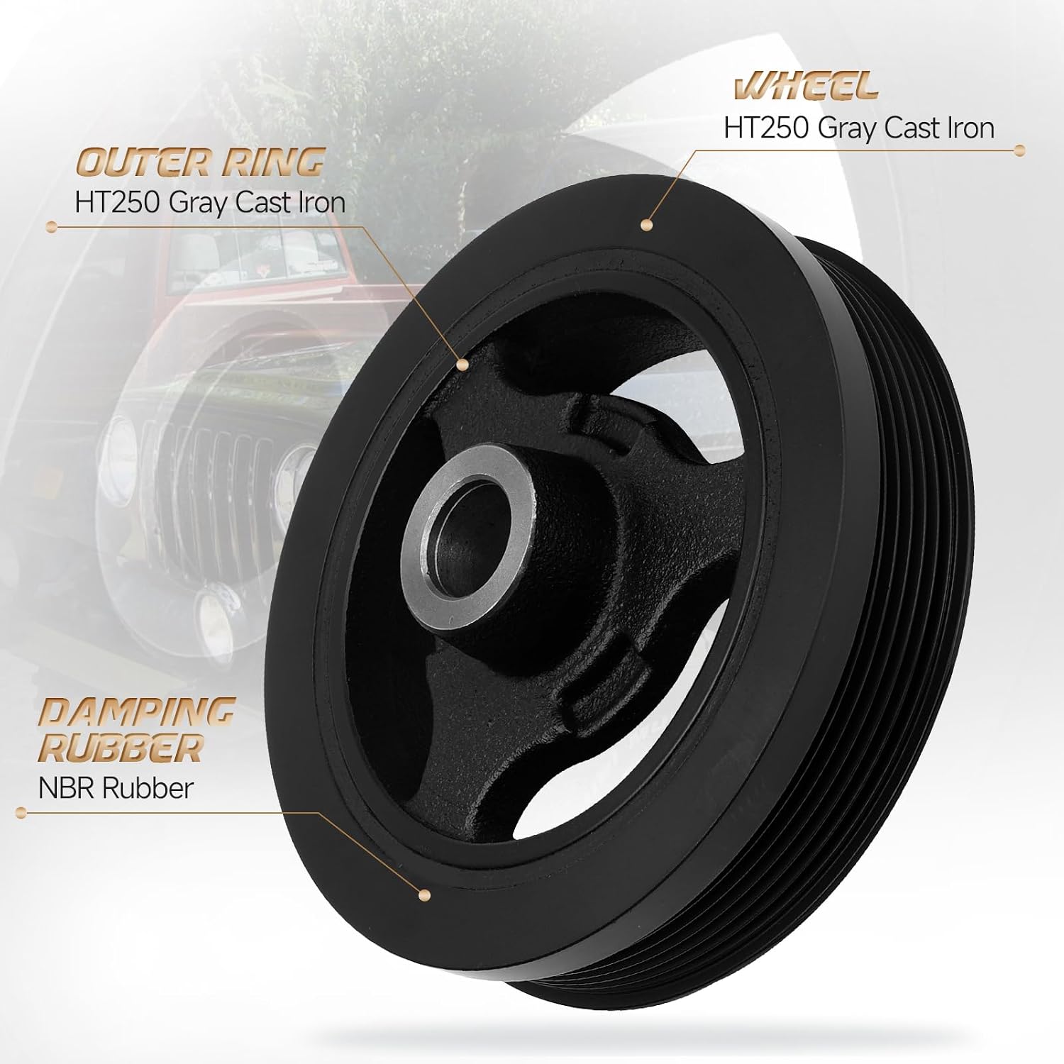 Harmonic Balancer Fit for Jeep Wrangler 1991-2002; Cherokee 1991-2000; Comanche 1991-1992 / Dodge Dakota 1996-2002 / Eagle Premier 1988-1989# 33002879;33002879AB;594-254;6034749