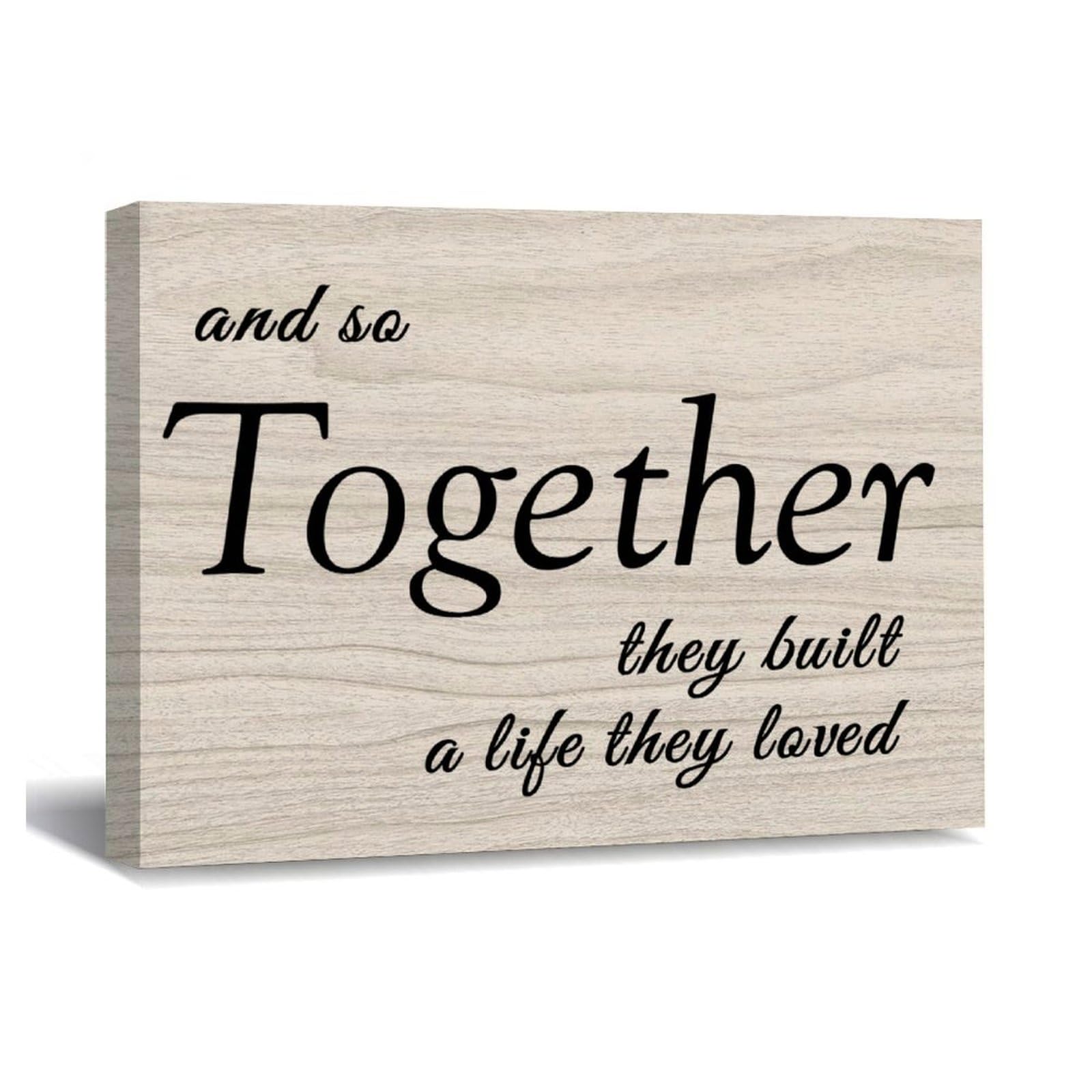 Luijorgy Style-6 Quotes Wall Art Canvas 16X12in,And So Together They Built A Life They Loved Canvas Wall Art Typography Home Office Wall Decor Prints Framed Artwork For Bed Living Room Modern Paintings On Prints