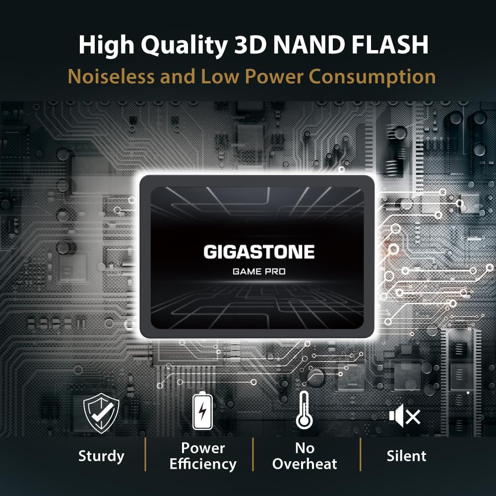 Gigastone SATA SSD 128 GB (confezione da 10) SSD da 2,5 pollici 500 MB/s Aggiornamento Memoria e archiviazione per PC portatile Sostituzione HDD PS4 HDD 2.5 "Dischi rigidi interni a stato solido SATA