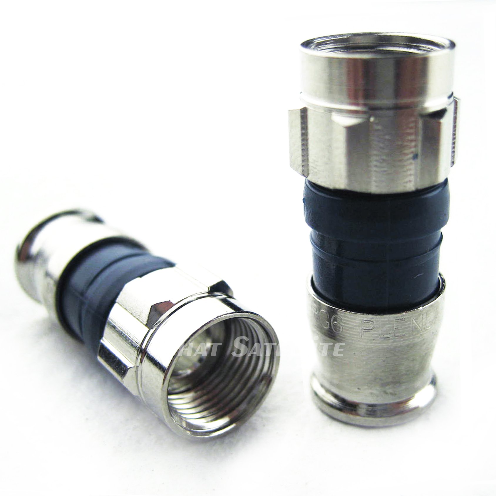 PHAT SATELLITEINTL 50 Pieces RG6 PLENUM PPC BELDEN EX6PLPLUS Nickel Plated Brass Constructed Compression Connector Coaxial Cable Fittings