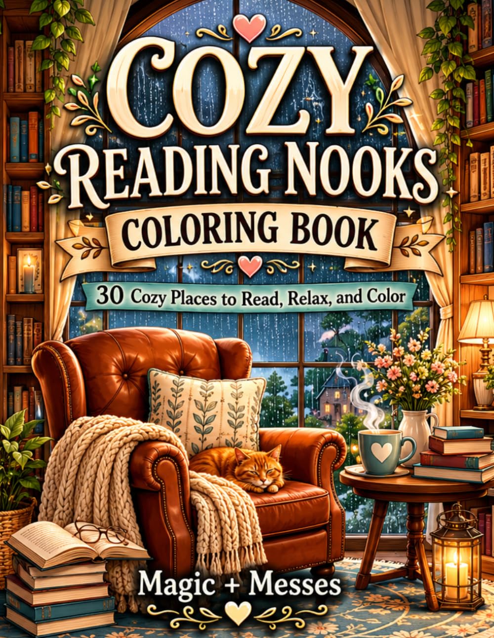 Cozy Reading Nooks Coloring Book: 30 Cozy Places to Read, Relax, and Color