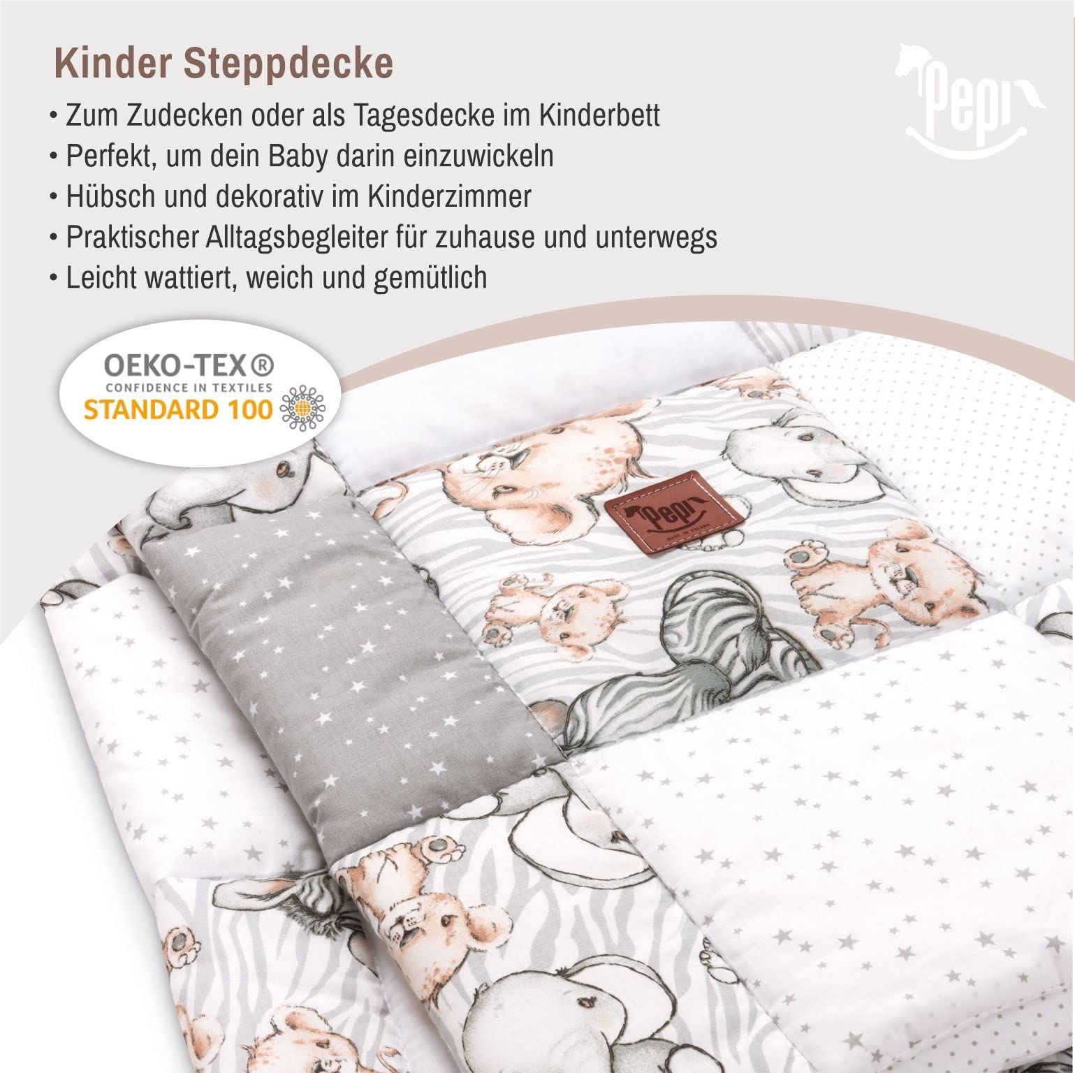 Pepi - patchworkowa kołdra i poduszka dla niemowląt – kołdra dziecięca – kołdra dziecięca 100 x 140 cm – poszewka na poduszkę 40 x 60 cm – pościel dla niemowląt – zestaw do łóżeczka dziecięcego –