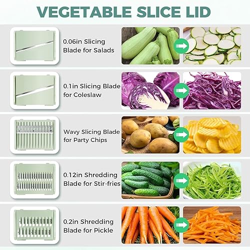 Miniatura 4 de Molinillo de ensalada grande 3 en 1 con cortador de 5 cuchillas, lavadora y secadora de verduras de 5.3 cuartos de galón, colador de lechuga de