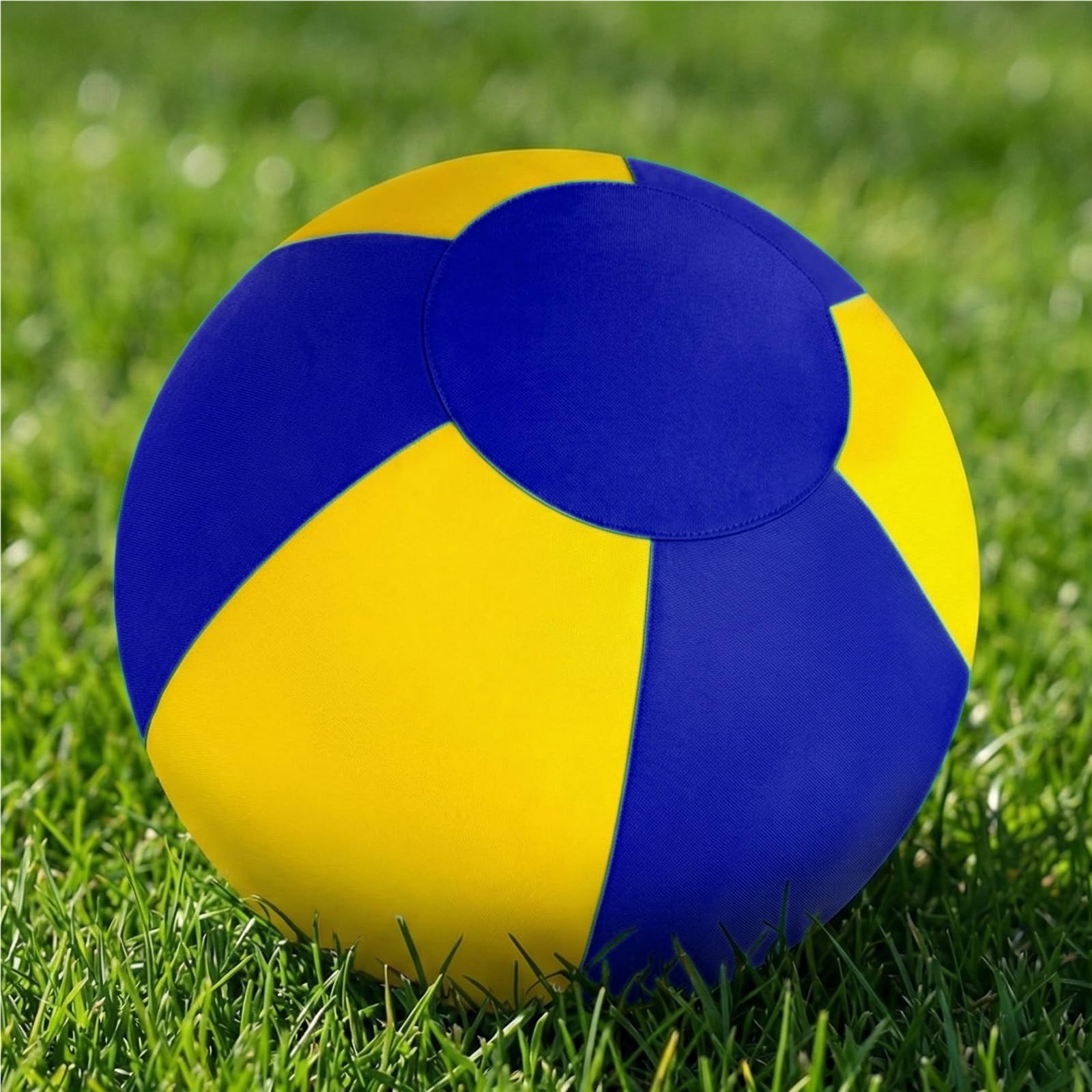 Palla da pastore cani con copertura protettiva e giocattolo per addestramento del cane con pompa per pastore border collie, addestramento all'aperto e gioco in cortile (55 cm giallo blu)