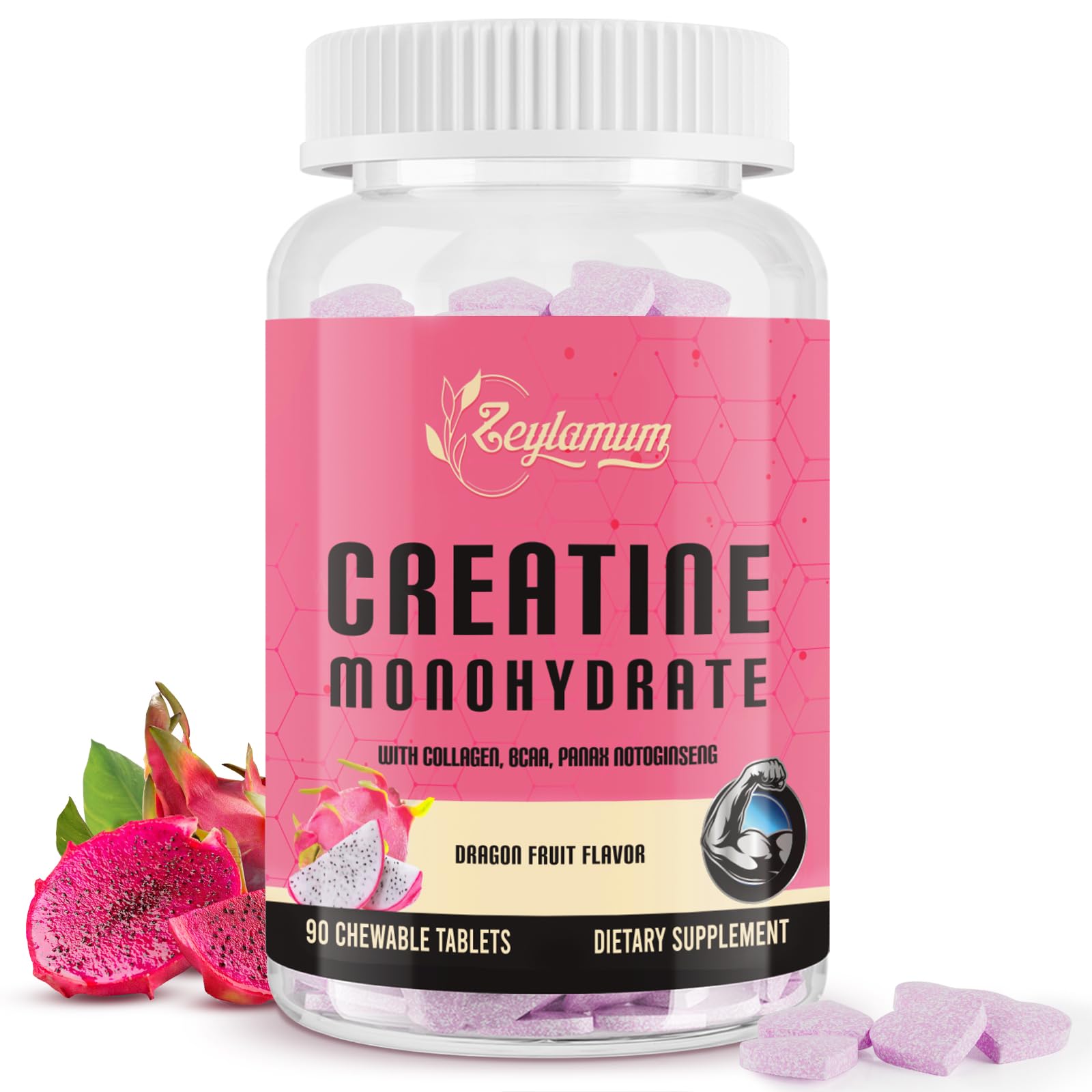 Creatine Monohydrate for Women, Creatine Supplement 3000mg, with Hydrolyzed Collagen, BCAA, Creatine for Booty Gain, Muscle Growth, Increased Strength, Enhanced Energy and Performance, 30 Servings