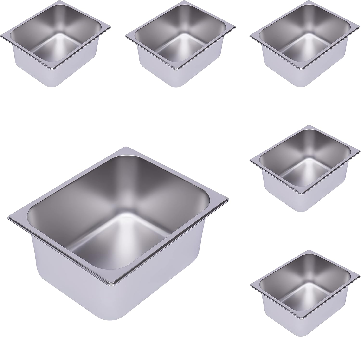 6-Pcs Steam Pan 6 Inch Deep Steam Table Pan 10 Qt Stainless Steel Hotel Pan Food Pans(13"Lx10.24"W) Restaurant Steam Table Pans Commercial Serving Catering Buffet Warming Cooking Dishes Pot Half Size