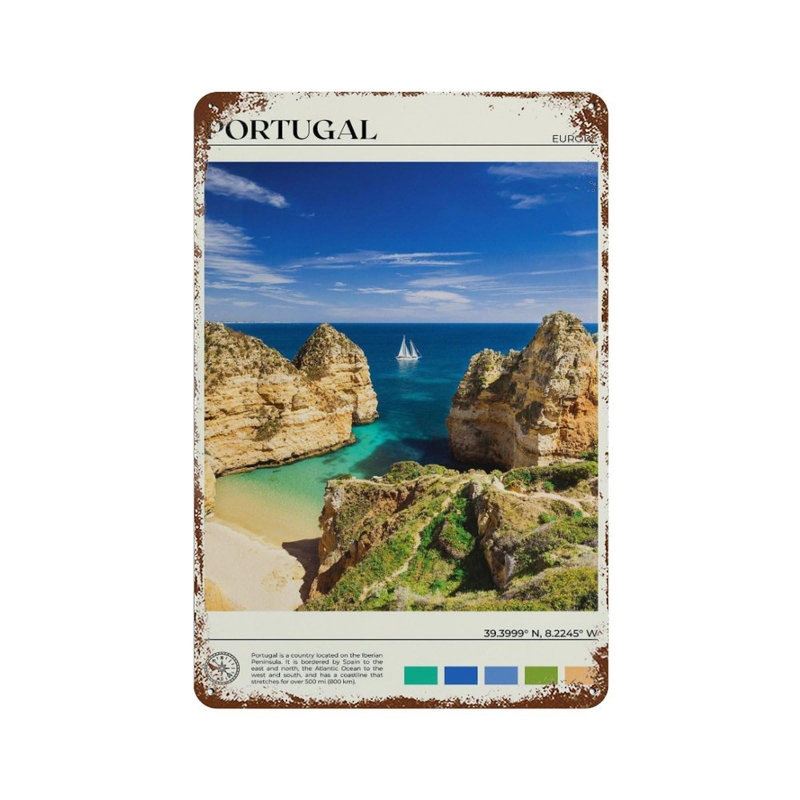 xiaoxiaoshen Real Photo Portugal Decor Lisbon Wall Decor Art Metal Tin Poster Modern Home Decor Art Home Bar Shop Decorations Vintage Sign 30x20cm