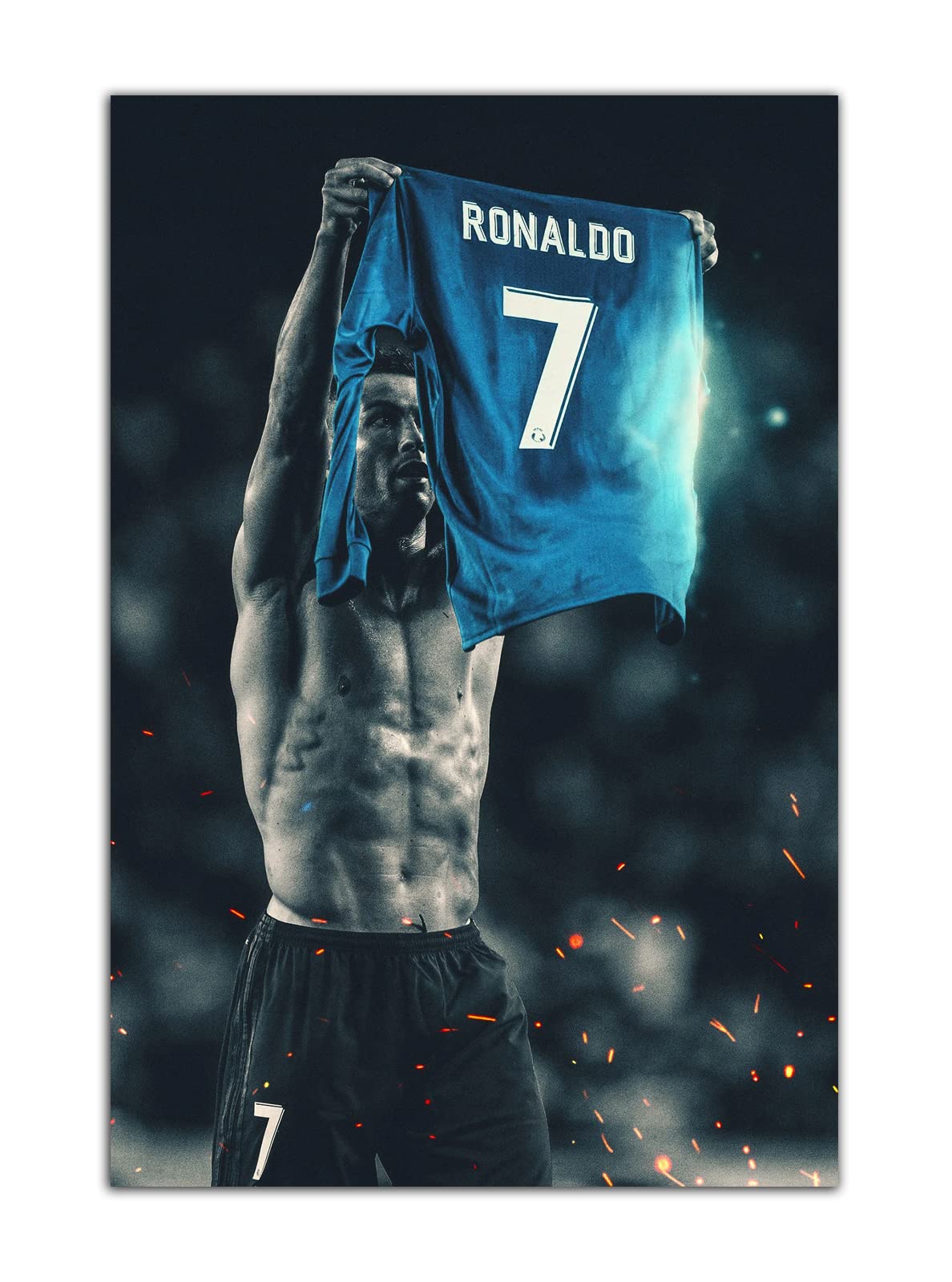 HOPNRU Poster Cristiano Ronaldo - Impression sur toile - Décoration murale moderne pour la maison, le salon, la chambre de garçon (60x90cm-Sans cadre)