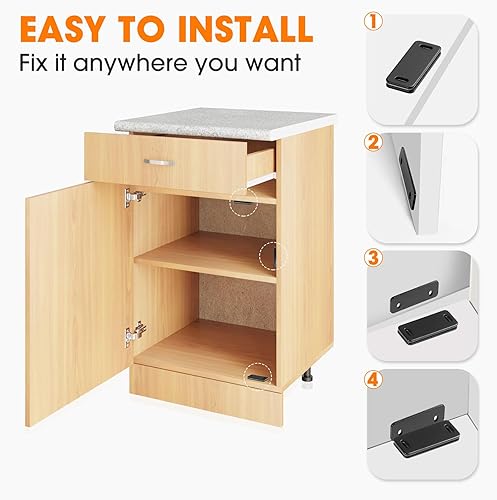 Miniatura 6 de Paquete de 8 cierres magnéticos para puerta, imanes ultrafinos adhesivos para armario de cocina, armario, armario, puerta, cajón, pestillo magnético