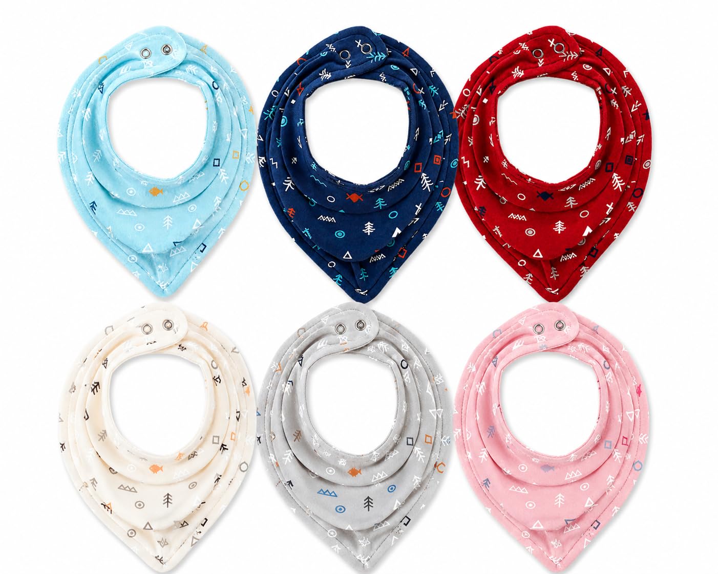Baby Bibs for Babies 6-12 Months | V Shape Cotton Bib with Snap Button Closure | Double Layer Soft Absorbent Feeding & Drool Bib for Boys & Girls-image-32