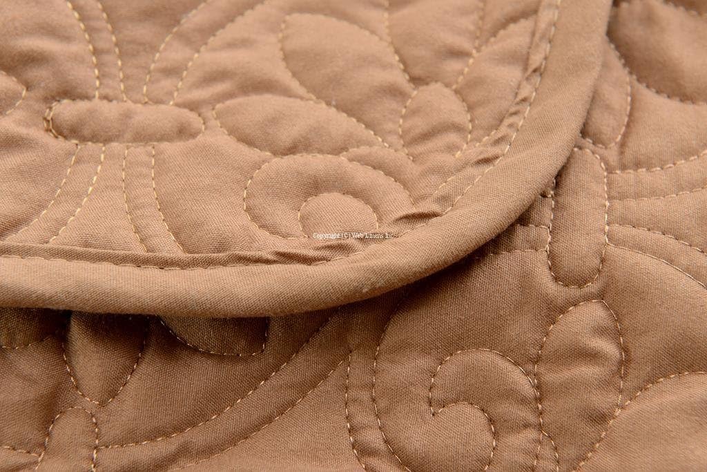 Web Linens Inc Oversized - 3 Piece 100% Cotton Quilted Coverlet Set - Brown - King/California King 104 x 96 Inches Wrinkle/Fade Resistant Light Weight Luxurious All Season Super Soft Machine Washable