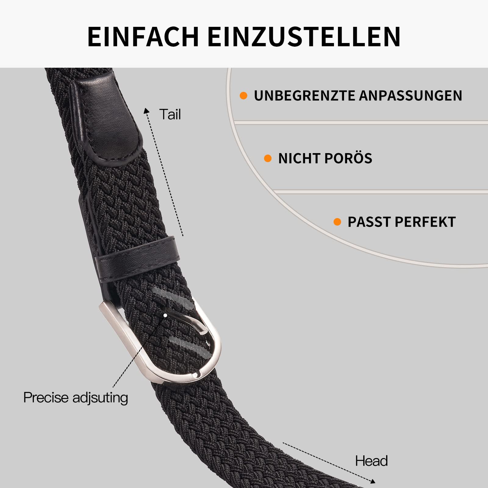 TANGCHAO 2 Pezzi Cintura Elastica Intrecciata per Uomo e Donna Cinturino Elastica Intrecciata con Fibbia in Lega di Zinco 33mm (1.25") Colori Multipli