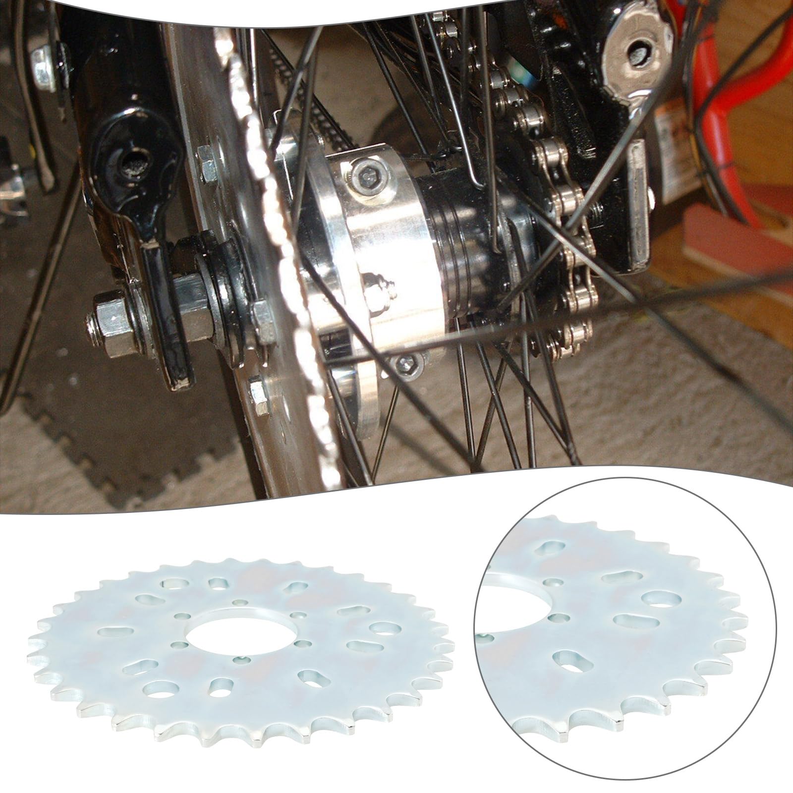 1 x 32T motorisiertes Fahrrad-Kettenrad, 135 mm, 9-Loch-Kettenradhalterungs-Set, kompatibel mit 49 cc, 50 cc, 66 cc, 80 cc, motorisiertem Fahrrad