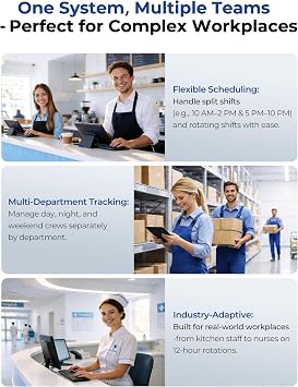 Clocking in Machine for Small Business with USB Data Transfer, Biometric Time Clock for Employees, Fingerprint & PIN Standalone Punch Machine, No WiFi/Software/Monthly Fees