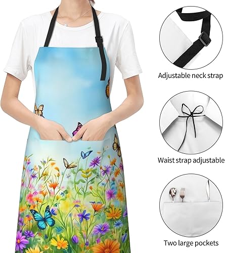 Miniatura 4 de Waterproof Apron With 2 Pockets,Kitchen Chef Aprons Bibs For Cooking Baking Painting Gardening Grooming