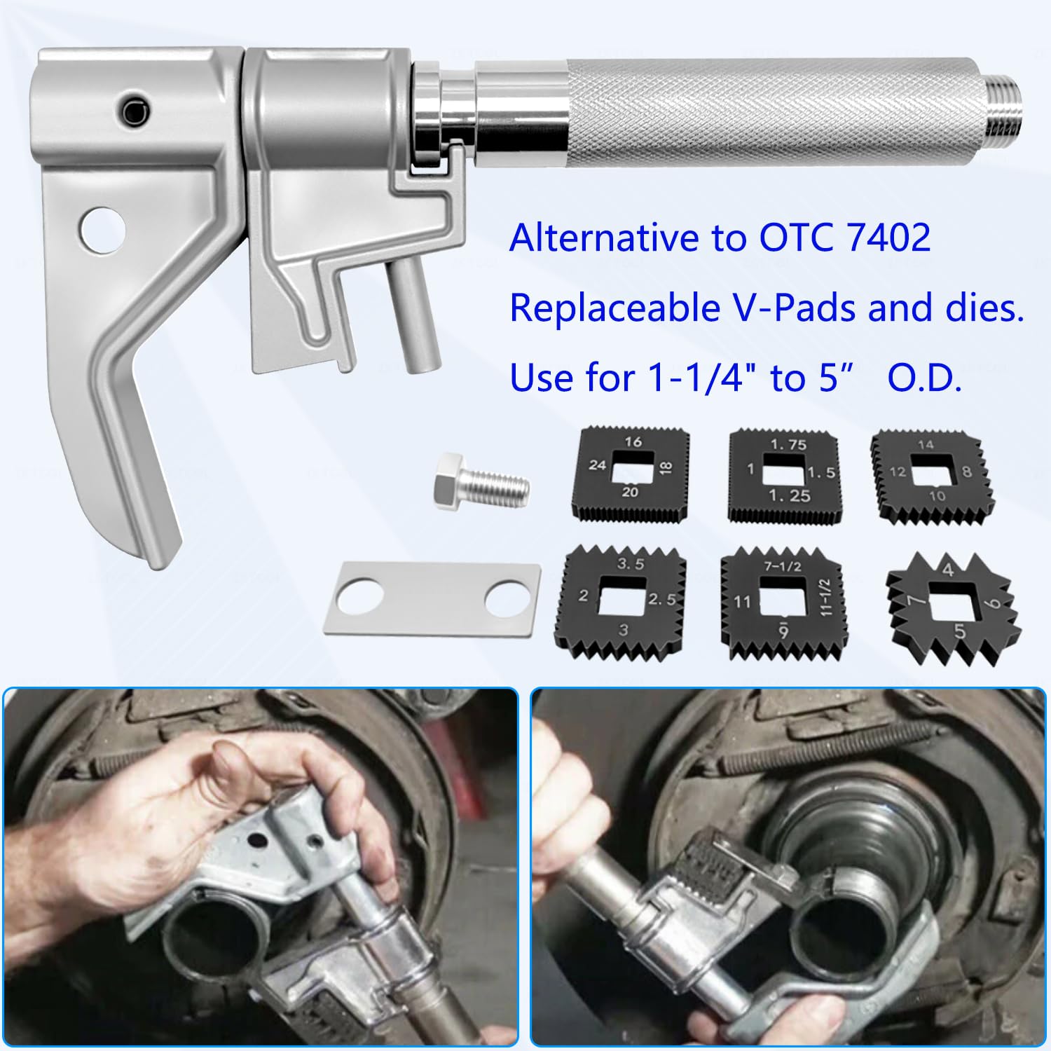 ZKTOOL Herramienta Universal para Reparación de Roscas Externas, Raspador de Roscas Exteriores, Herramientas de Reparación de Roscas de Alta Resistencia, para Diámetros Exteriores de 1-1/4" a 5"