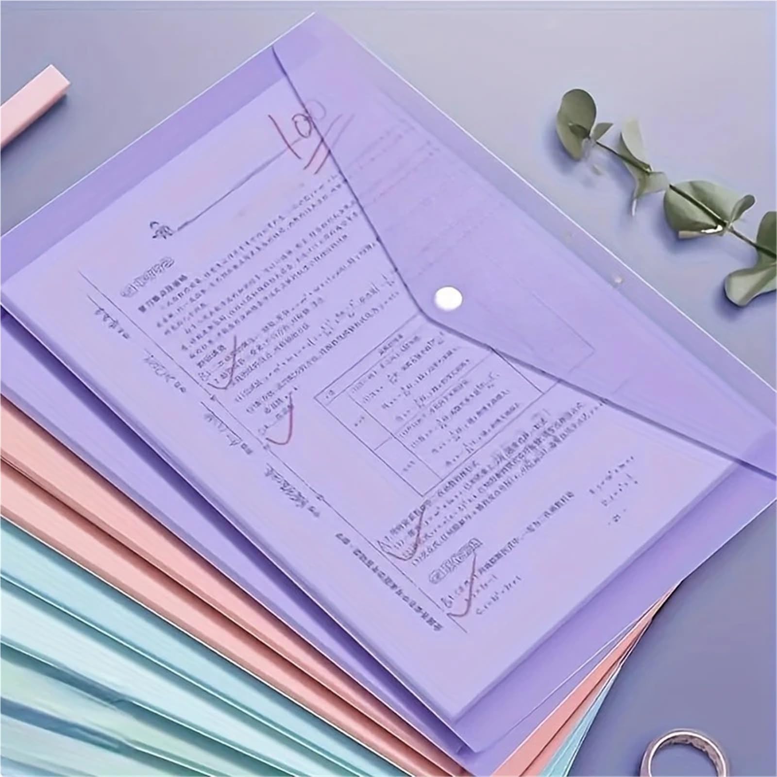 Przezroczyste teczki z tworzywa sztucznego, 30pcs A4 Multicolor PP Plastic File Folders Document Storage Bags