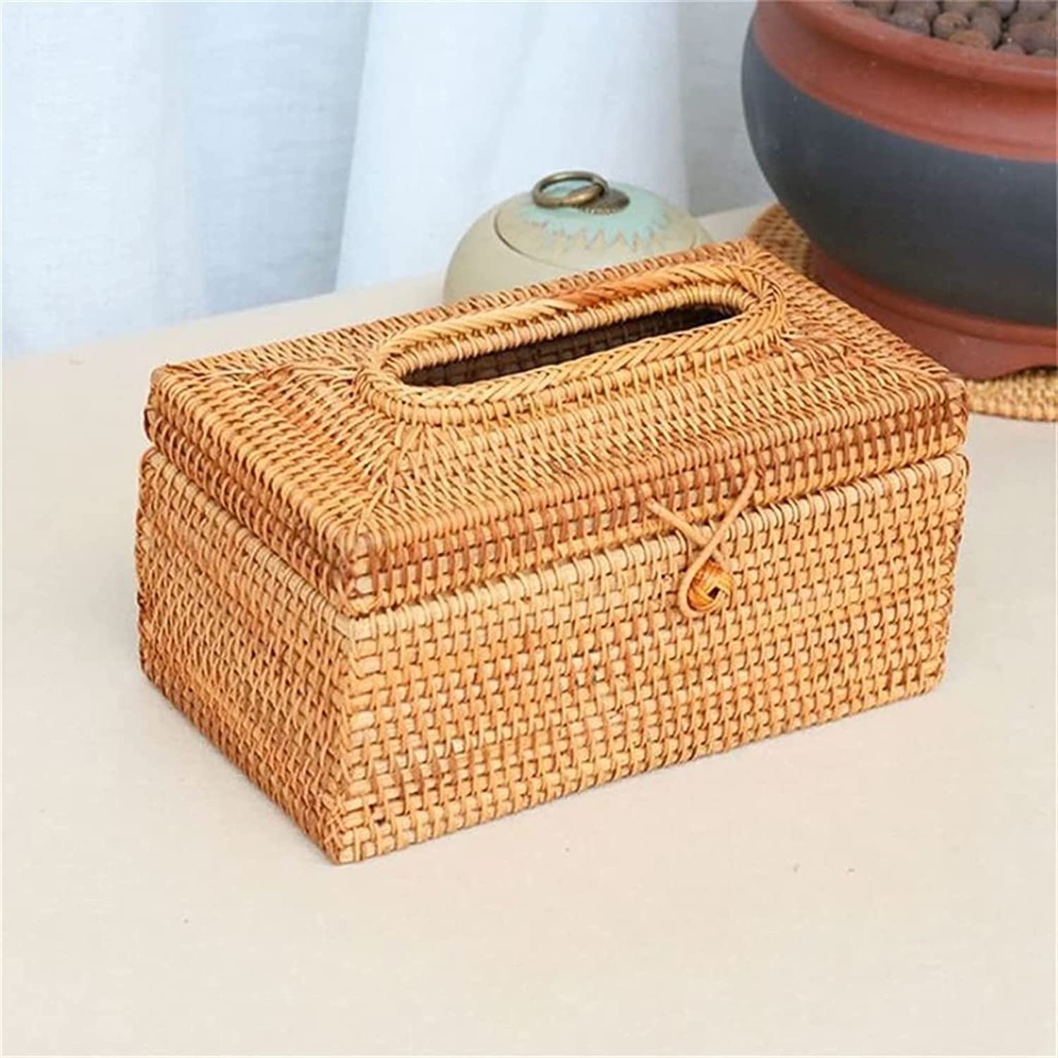 GTHTUHFD Paper Rack Rattan Tissue Box Elegant Home Decoration Handmade Desktop Tissue Container Napkin Storage Case