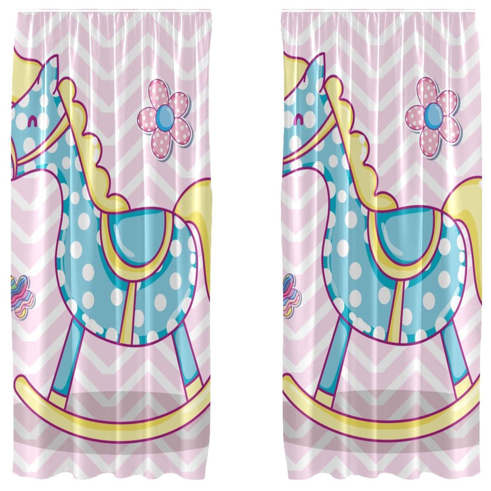 Rideaux occultants motif cheval textile microfibre double 140