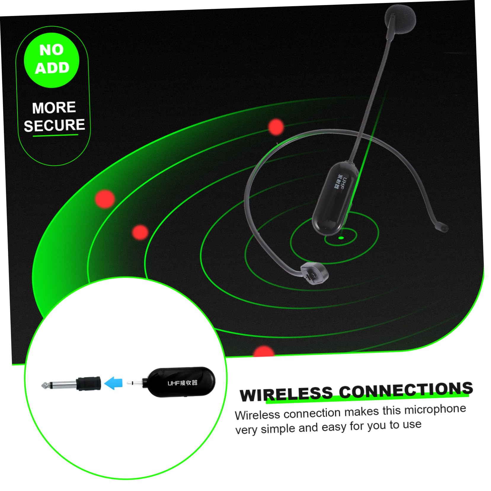 Mikikit Micrófono Inalámbrico Pequeño UHF Negro Ligero Conexión sin Cables para Enseñanza y Artes Escénicas, Batería 500mah-800mah, Alcance 50 Metros