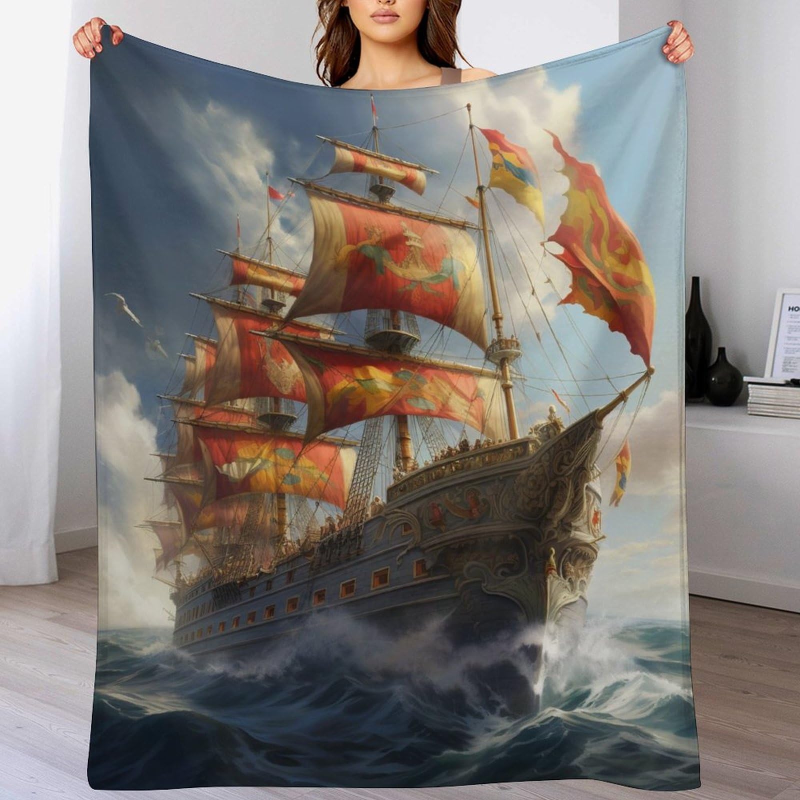 Couverture bateau flannel chaude resout le froid en voyage lit et canape 180x200